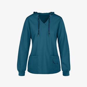 Nouveau design très demandé : Blouse de travail pour femme à col en V, multi-poches, avec cordon de serrage, manches longues, grandes tailles - Product Image 1