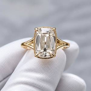Yellow Gold Oval Cut Lab Grown Diamond Vintage <b>Statement</b> Solitaire Engagement <b>Ring</b> <b>for</b> <b>Women</b> - Product Image 1