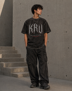 เสื้อยืดโอเวอร์ไซส์ผู้ชาย คอโอ แขนสั้น ผ้าฝ้าย 100% ระบายอากาศได้ดี เป็นมิตรกับสิ่งแวดล้อม สไตล์วินเทจ สตรีทแวร์  แบบถักยาวพิเศษ - Product Image 2