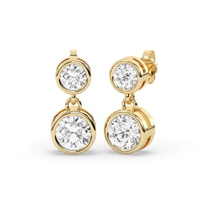 Boucles d'oreilles pendantes minimalistes en or 14 carats avec diamants de laboratoire sertis clos, certifiées IGI, pour usage quotidien - Product Image 1