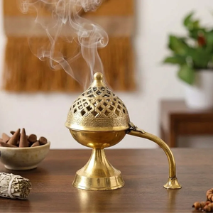 Quemador de Incienso de Latón Chapado en Oro de Primera Calidad, Estilo Náutico, Dhoop Dani, para el Hogar, Templo, Aromaterapia y Ceremonias Religiosas - Product Image 6