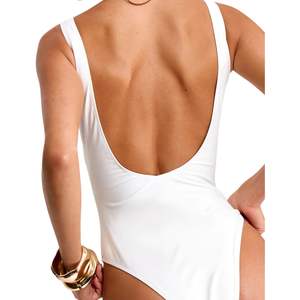 Maillot de bain une pièce personnalisé pour femme, style bikini, sans manches, dos nu, coupe haute, pour la plage, vente en gros - Product Image 4
