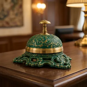 Cloche en laiton pour bureau, table, comptoir et réception, cloche d'appel décorative de style antique pour hôtel, restaurant, bureau, service client - Product Image 4