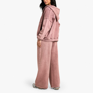 Conjunto Deportivo HAMIO Unisex con Sudadera Lavada al Ácido y Pantalones Anchos, Estilo Jogger, Corte Regular, Ropa Deportiva Urbana - Product Image 3