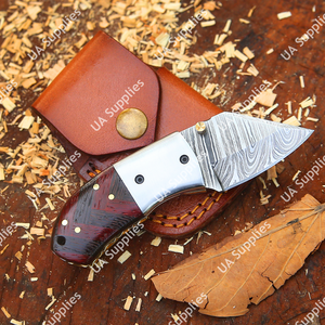 Couteau de poche miniature en acier Damas forgé à la main, manche ergonomique en bois de Wenge, couteau de camping, OEM/ODM, vente en gros, faibles MOQ - Product Image 3
