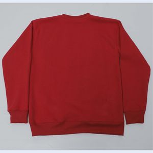 Sweat-shirt col rond rouge uni en molleton épais, tissu en coton durable, impression personnalisée, marque privée, vente en gros de sweats. - Product Image 6