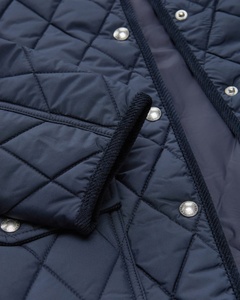 Chaqueta Acolchada de Satén para Mujer, Azul Marino, con Capucha, Manga Larga, Relleno de Poliéster, Cierre de Cremallera, Largo Regular, para Invierno - Product Image 4