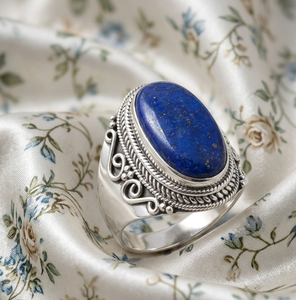 Vintage Handmade <b>Lapis</b> <b>Lazuli</b> Statement <b>Ring</b> 925 Sterling Silver Boho Artisan Gemstone Cocktail <b>Ring</b> Women Jewelry for Men Her - Product Image 4