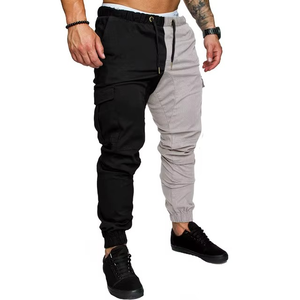 Men Color Blocked Cargo Joggers <b>Elastic</b> Waist Drawstring Multiple Pockets Casual Sweatpants Autumn Wear - Product Image 4