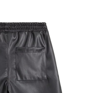 Short en similicuir décontracté taille moyenne avec fermeture à cordon de serrage Service OEM en toile tricotée rayée respirante disponible - Product Image 4