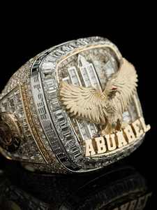 Stylish <b>Men</b> <b>Ring</b> Jewelry Custom Made <b>Rose</b> <b>Gold</b> Moissanite Diamond Championship <b>Ring</b> With Custom LOGO - Product Image 2