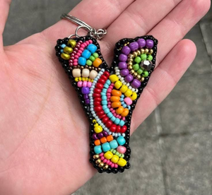 Porte-clés brodé de perles de rocaille 3D, motif dessin animé, écologique, élégant, breloque de luxe colorée, accessoire de sac à lettres, cadeau tendance - Product Image 1
