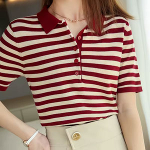 <b>Women</b> Solid Short Sleeve for Shirt Knitted Casual <b>Top</b> Regular Length Plain Dyed Style Breathable <b>Compressed</b> Cotton Bamboo Fiber - Product Image 6