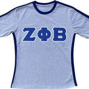 Camiseta Premium Gris Zeta Phi Beta con Bordado Azul de Letras Griegas para Mujer, Tela Suave, Estilo Casual y Elegante - Product Image 2