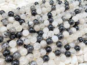 Natural <b>Black</b> Rutilated Quartz Smooth Round Gemstone Beads 4mm 6mm 8mm 10mm Loose Stone Beads for Jewelry Making Wholesale - Product Image 1