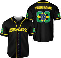 Camisetas de Béisbol Personalizadas OEM - Transpirables, Manga Corta, Diseño Brasileño Impreso Personalizado, Alta Calidad, 100% Poliéster, Antibacterianas