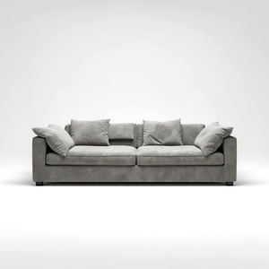 Canapé moderne à assise profonde en tissu bleu marine, ultra-doux, 3 places, avec grands coussins lombaires et structure à profil bas - Product Image 6