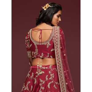 Fil Super Marron Broderie Art Soie Mariage Lehenga Choli - Product Image 1