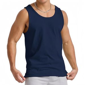 Débardeur de sport pour homme en Spandex-Polyester, col rond, sans manches, séchage rapide, logo brodé, décontracté, écologique, respirant - Product Image 1