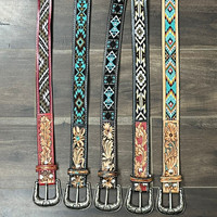 Ceintures perlées en cuir usiné à la main de belle qualité avec logo personnalisé en cuir de vachette véritable ceintures à boucle ardillon de créateur de luxe en vente