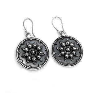 Pendientes Colgantes Boho de Plata de Ley 925 Oxidada con Diseño de Media Luna/Girasol Vintage Tribal para Mujer Silver Mountain - Product Image 4
