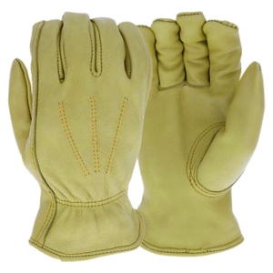 Heavy-Duty Durable Cowhide Grain Leather Safety <b>Gloves</b> Elastic Cuff Abrasion/Heat Resistant Anti-static Industrial - Product Image 3