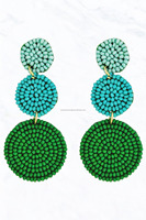 Boucles d'oreilles créoles bohèmes bleues à perles |   Boucles d'oreilles à plusieurs niveaux faites à la main, élégantes et originales |   Bijoux en strass de cristal unisexe sur mesure pour