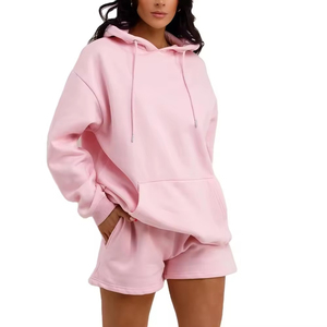 Oversized Clothing Outdoor Sports Hooded <b>Jumper</b> & Shorts Sets Factory Direct Export Quality Durable Stitching Hoodie Set Women - Product Image 4