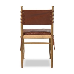 Midcentury Modern Wooden <b>Dining</b> <b>Chair</b> With Leather Upholstery And Woven Seat Home Furniture - Product Image 4