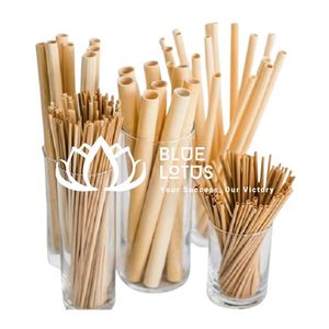 BEST SELLER Pailles à boire jetables en papier de bambou Blue Lotus Lucy 197 mm biodégradables pour bars - Product Image 1