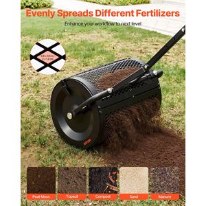 Épandeur de compost de 16,5 pouces de large avec poignée en T, 3 hauteurs réglables, pour tourbe et engrais de jardin, en acier thermolaqué - Product Image 3