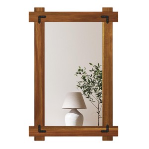 Cadre de miroir rustique en bois d'acacia 18 pouces Vente en gros |   Marron vieilli - Product Image 1