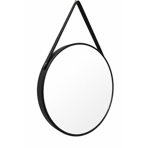 Espejo de Pared Redondo de 45 cm con Marco Negro de Hierro y Vidrio Estilo Japandi para Entornos Interiores Tranquilos - Product Image 1