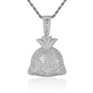 Colgante de Bolsa de Dinero de Plata 925 con Moissanita, Microincrustaciones y Pavé, Estilo Hip Hop Iced Out, Pasa Prueba de Diamante - Product Image 2