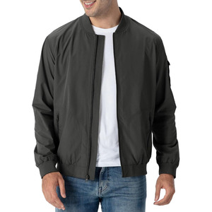 Blouson bomber marron pour homme, fermeture éclair, coupe décontractée, coupe-vent, col montant, coupe régulière, pour l'automne - Product Image 2