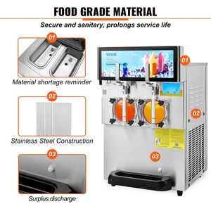 Macchina Commerciale per Bevande Congelate e Smoothie Margarita in Acciaio Inox da 1155W, 8L/2.1 Galloni, Doppia Vasca per Slushy e Gelato - Product Image 4