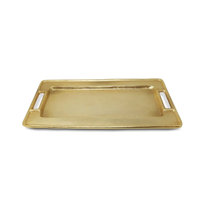 Bandeja Rectangular de Aluminio Fundido Dorado de Alta Calidad con Asas, Plato Decorativo Metálico para Decoración del Hogar, Cocina y Bar - Product Image 1