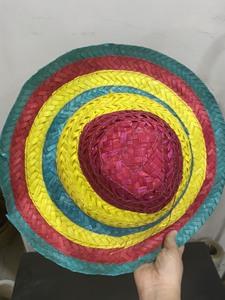 Sombrero clásico tejido a mano de hierba marina a rayas / Sombrero redondo de paja con logo de cinta para promoción, fiestas informales, actividades al aire libre, unisex - Product Image 2