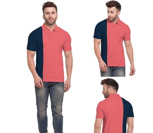 เสื้อโปโลแขนสั้นผู้ชาย คอตตอนถัก สไตล์ลำลอง มีกระเป๋า สีแดงและสีน้ำเงินกรมท่า - Product Image 4