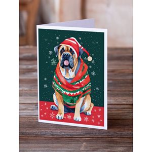 Mastiff Whimsical A7 Tarjetas de felicitación navideñas Paquete de 8 tarjetas de notas en blanco con sobres Tamaño 5x7 - Product Image 2