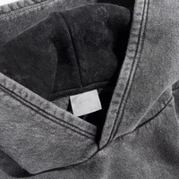 Hoodie Musim Dingin 100% Katun Acid Wash Khusus untuk Pria, Biru, Oversized, Streetwear, Pullover dengan Hoodie, Pakaian Kasual Fashion Pabrik OEM