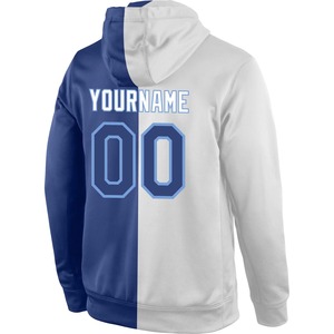 Custom Stitched White Royal-Light Blue Split Fashion Sports <b>Pullover</b> Sweatshirt Hoodie Custom Athletic Hoodie Team Sports Sweats - Product Image 3