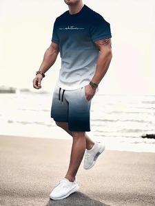 Conjunto de Shorts Deportivos Casuales para Hombre, Verano, Transpirables, de Secado Rápido, Camiseta de Felpa, 2 Piezas - Product Image 5