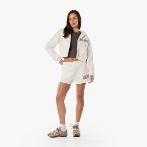 Women's 2 Piece Hooded Fleece Shorts <b>Set</b> Solid Color Embroidered Letter Print Casual Spring Summer Wear Full Sleeve Regular Fit - Product Image 5