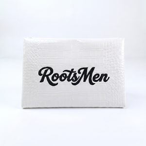 Rootsman Custom White Premium Ins-Style PU Leather Large Fashion <b>Makeup</b> Bag Open Hanging Water Resistant Lightweight Travel - Product Image 6