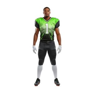 Conjunto de Uniforme de Fútbol Americano con Malla de Ventilación y Patrón Degradado Verde Brillante de Alta Elasticidad - Product Image 1