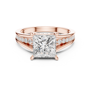 Luxury Rose Gold Princess Cut Moissanite Engagement <b>Ring</b> for Women, Elegant Wedding Jewelry <b>Custom</b> - Product Image 1