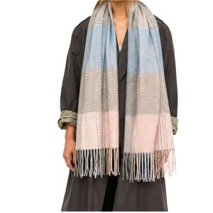Pink Blue Oversized Scarf Soft Warm Winter Shawl Plaid Pattern Large <b>Wrap</b> Fashion Accessory Women Casual Outdoor Neck Cover - Product Image 4