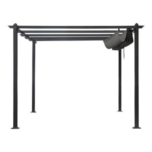 Voile d'ombrage réglable en polyester gris foncé pour gazebo en fer forgé à 5 poutres 395*300*245cm Catégorie de produit : Auvent et Pergola - Product Image 4