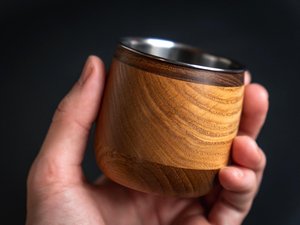 Copa corta de madera para cócteles, hecha a mano, con interior de acero, estilo rústico, para bares, restaurantes y resorts de lujo. - Product Image 4